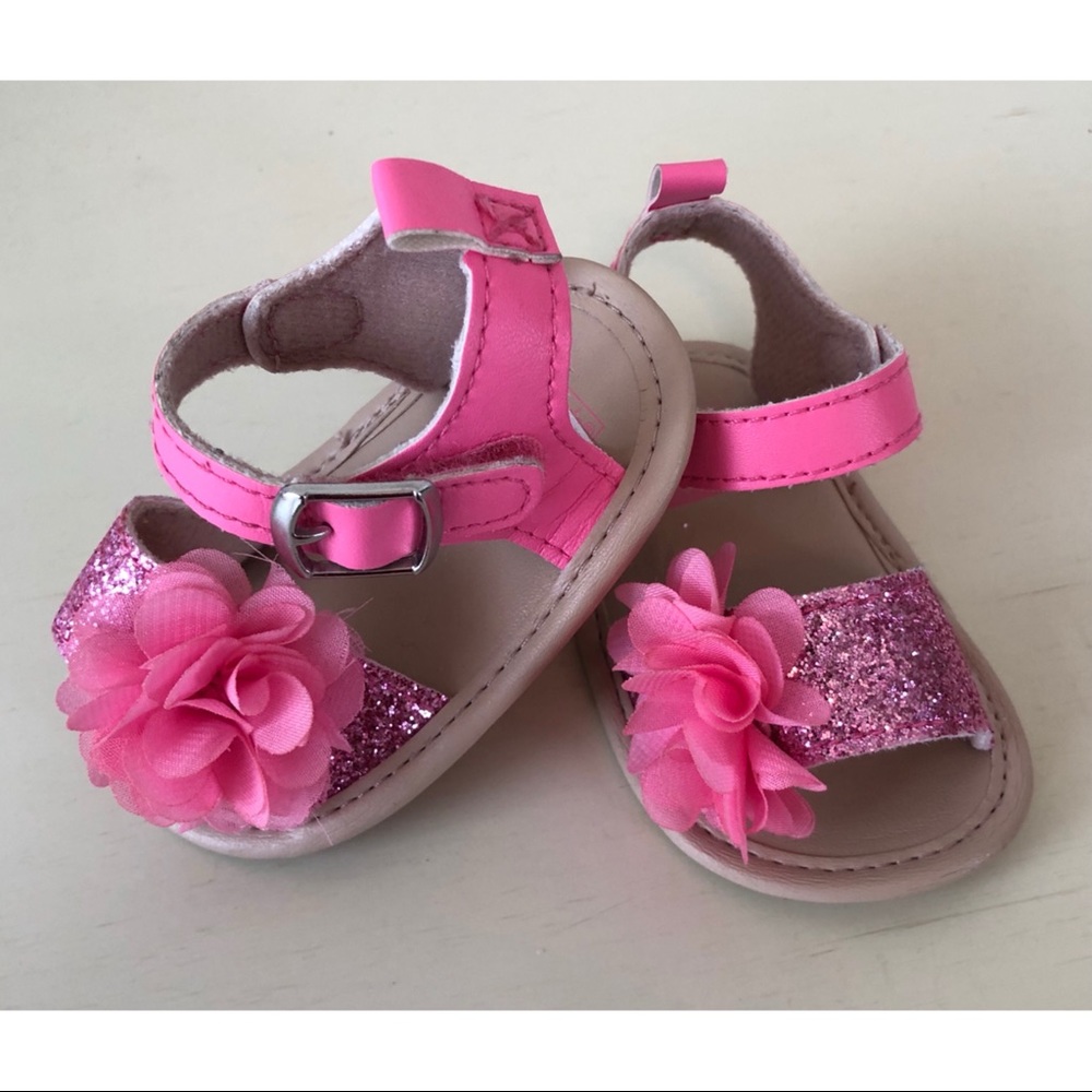 *Baby Girls Size 0-3mth Pink Flower Sandals*